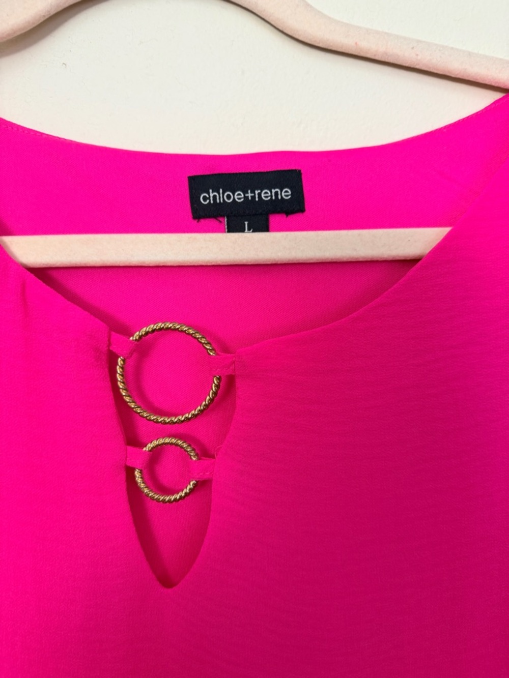 chloe+rene Hot Pink Top with Gold Ring Detail
